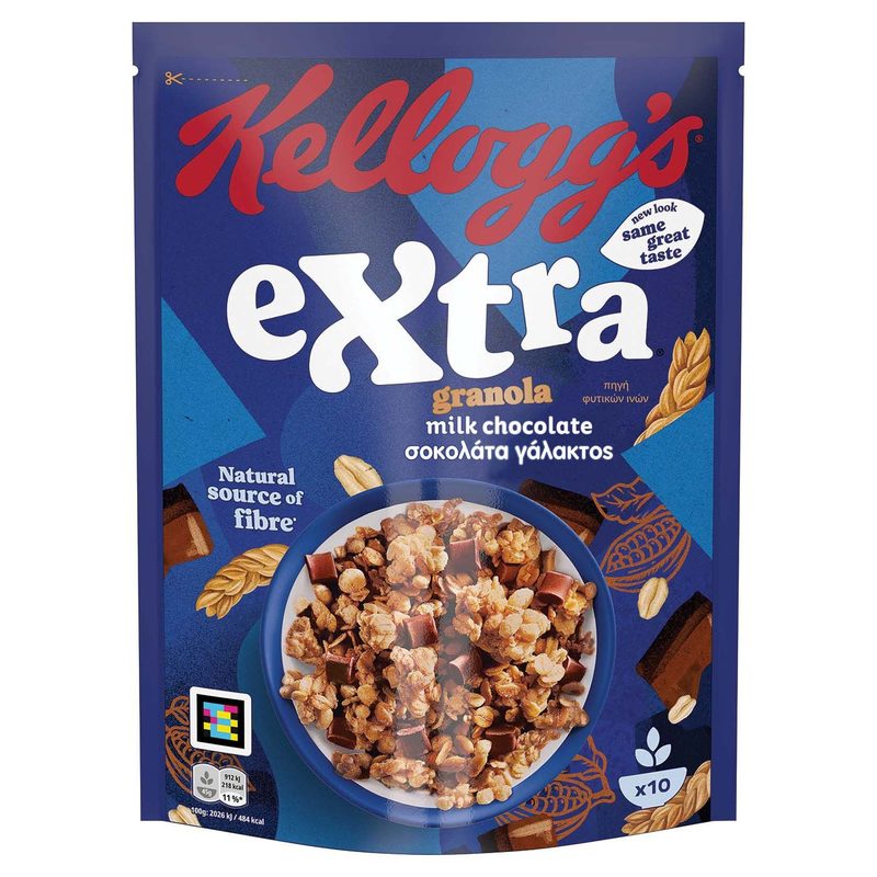 KELLOGG'S δημητριακά extra μπουκιές βρώμης με σοκολάτα γάλακτος 450gr
