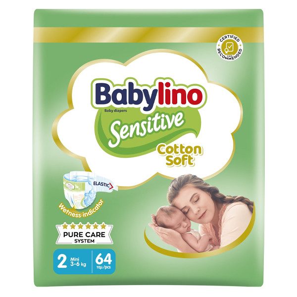 BABYLINO πάνες Sensitive mini No2 3-6kg 64τεμ – Πάνες Μωρού