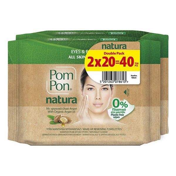 POM PON Eyes και Face μαντηλάκια καθαρισμού προσώπου natura 2x20τεμ – Καθαριστικά Προσώπου