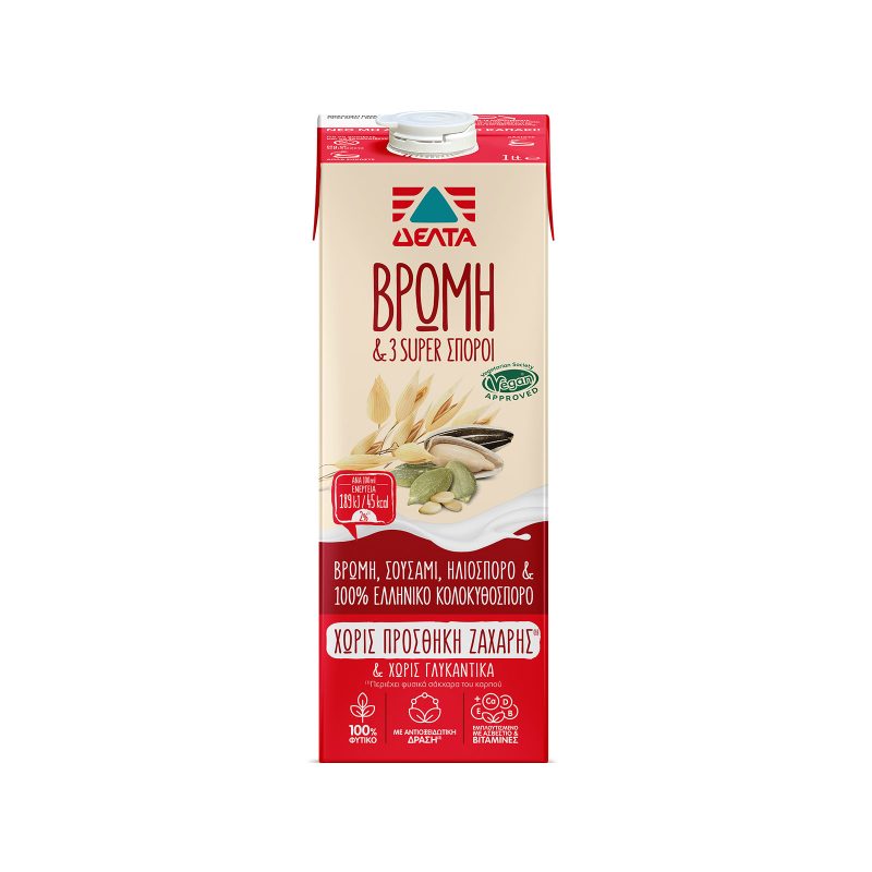 ΔΕΛΤΑ ρόφημα βρώμης με 3 super σπόρους 1lt – Δέλτα – Γάλατα και Φυτικά Ροφήματα