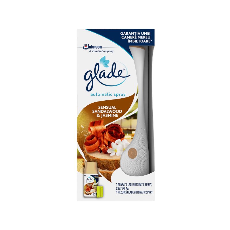 GLADE αυτόματη συσκευή διάχυσης αρώματος και ανταλλακτικό sensual σανδαλόξυλο και γιασεμί 269ml – Αρωματικά Χώρου