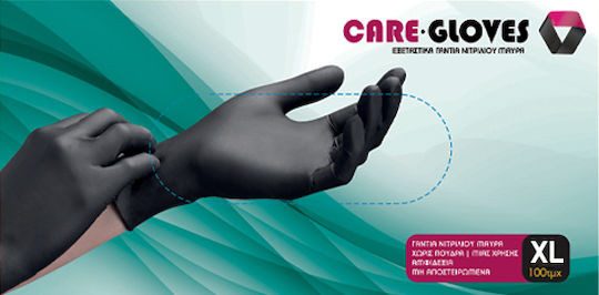 CARE GLOVES γάντια νιτριλίου μαύρα extra large 100τεμ – Γάντια μιας Χρήσης