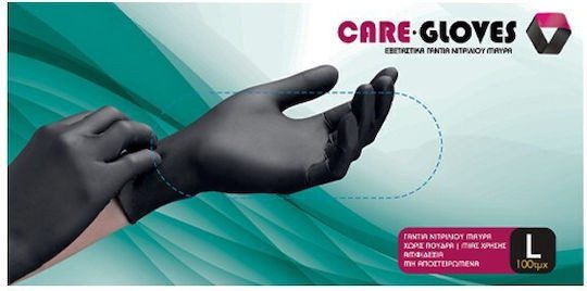 CARE GLOVES γάντια νιτριλίου μαύρα large 100τεμ – Γάντια μιας Χρήσης