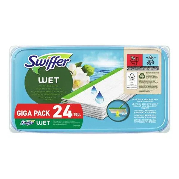 SWIFFER υγρά ανταλλακτικά πανάκια για το πάτωμα 24τεμ – Είδη για Σκούπισμα και Σφουγγάρισμα