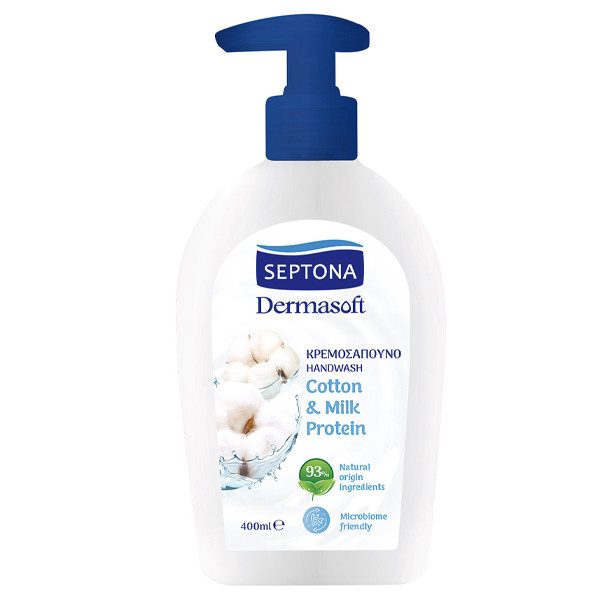 SEPTONA κρεμοσάπουνο dermasoft βαμβάκι και γάλα με αντλία 400ml – Προϊόντα Καθαρισμού Σώματος