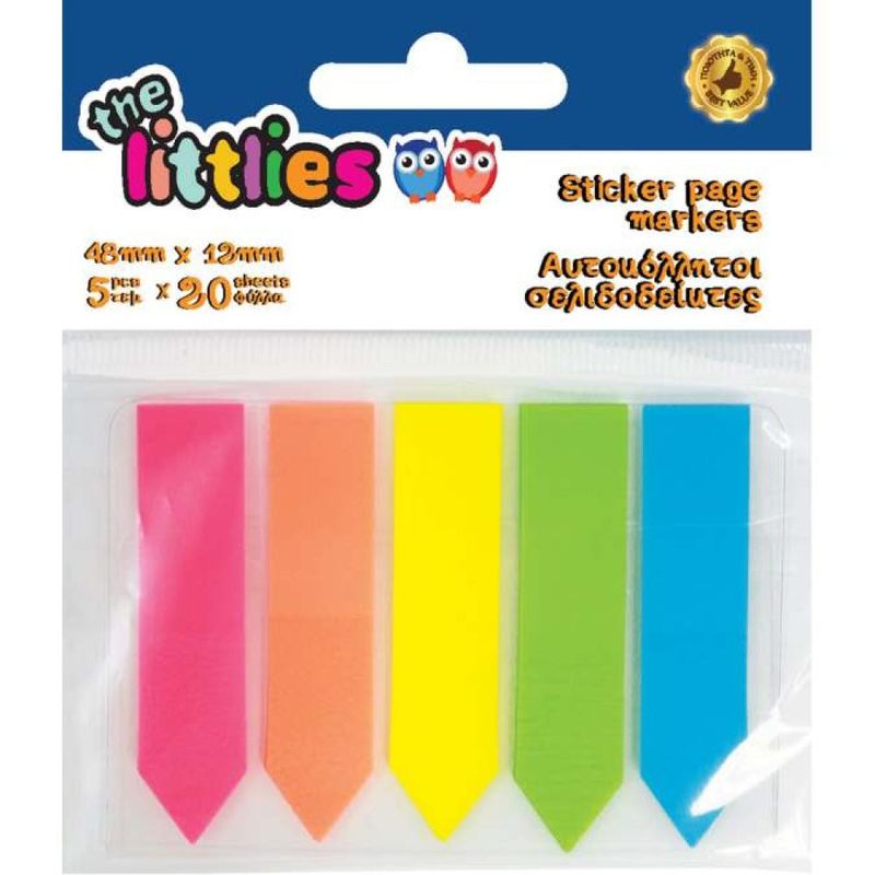 THE LITTLIES αυτοκόλλητοι σελιδοδείκτες χρωματιστοί 5x20τεμ – Διακάκης – Χαρτάκια Σημειώσεων