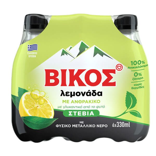 ΒΙΚΟΣ αναψυκτικό λεμονάδα με στέβια μπουκάλι 6x330ml – Βίκος – Αναψυκτικά