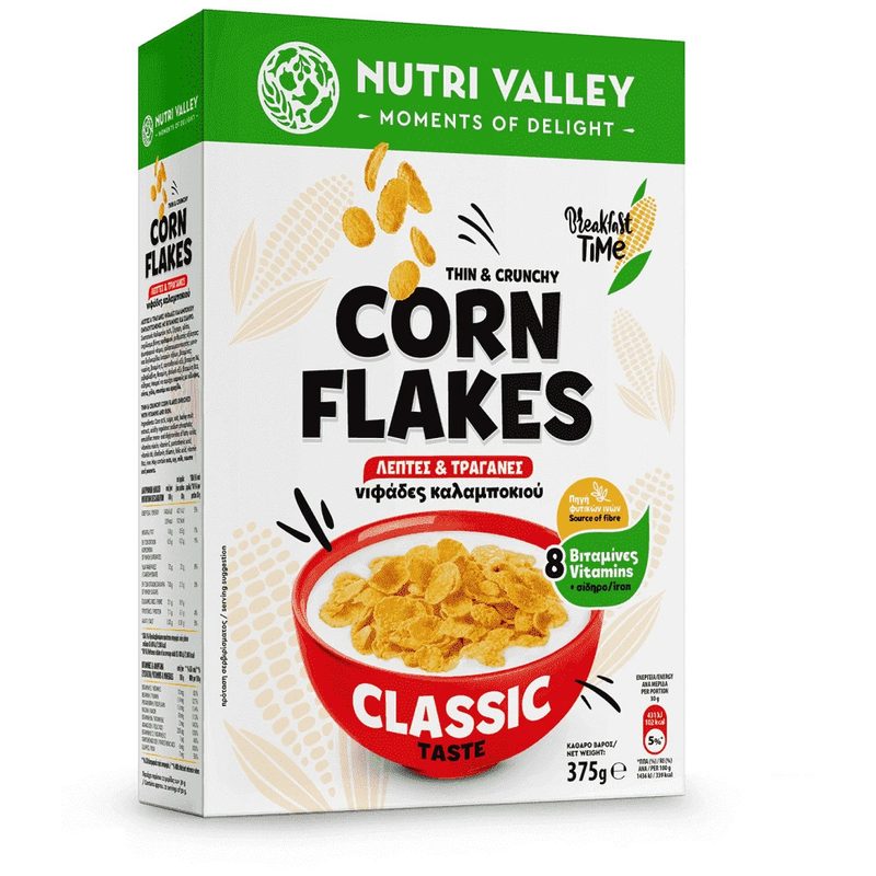 NUTRI VALLEY δημητριακά corn flakes 375gr