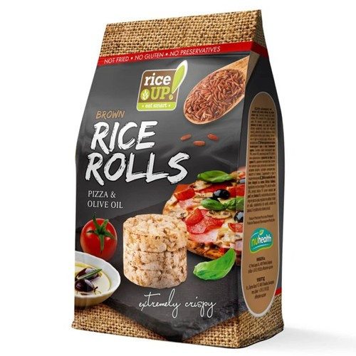 RICE UP ρυζογκοφρέτες ολικής με πίτσα και ελαιόλαδο 50gr – Αλμυρά Snacks