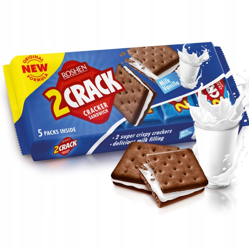 ROSHEN μπισκότα 2crack γεμιστά με κρέμα γάλακτος 190gr
