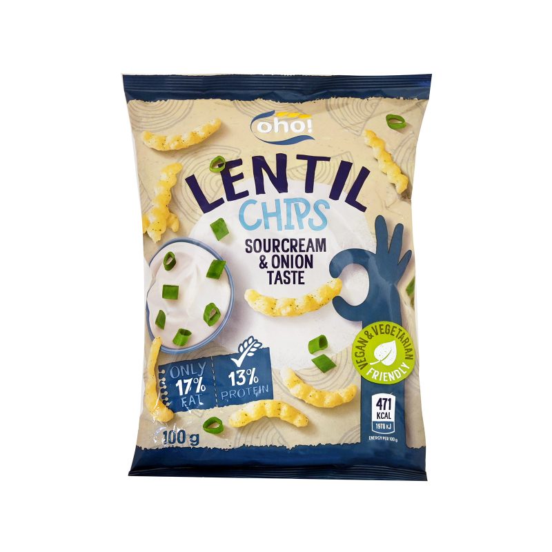 OHO! LENTIL πατατάκια chips με sour cream και onion 100gr – Γαριδάκια και Ποπ Κορν