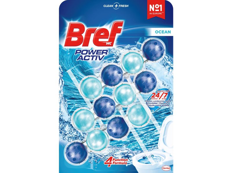 BREF μπλοκ WC Power Active Ocean 3x50ml – Καθαριστικά Μπάνιου