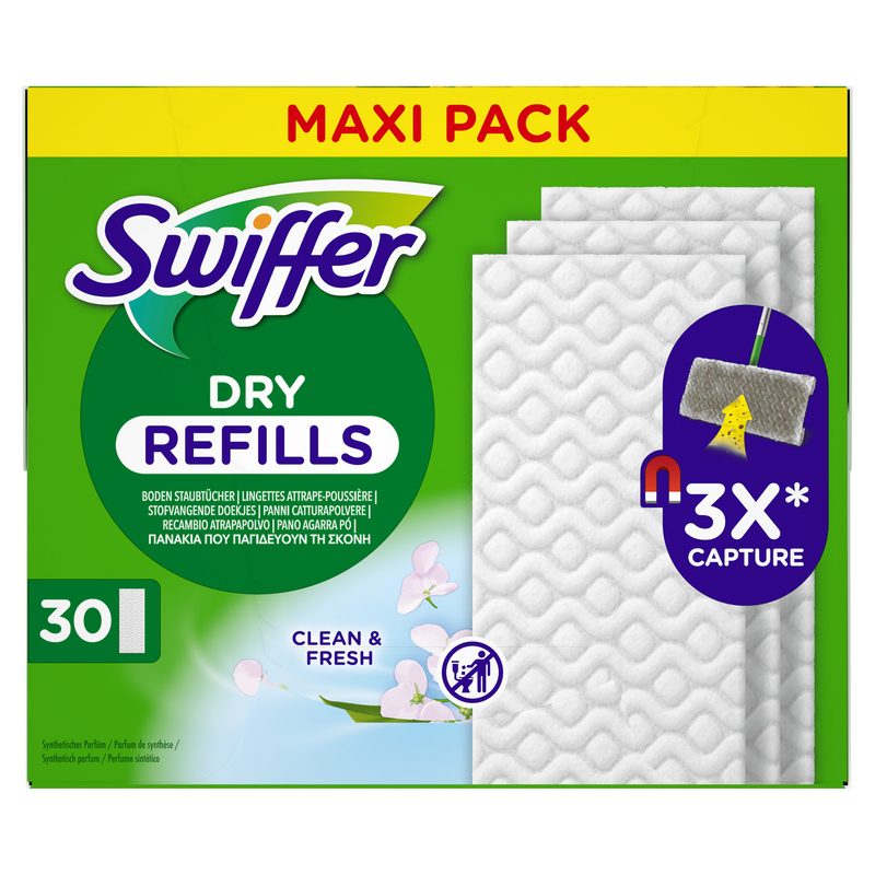 SWIFFER ανταλλακτικά πανάκια για το πάτωμα 30τεμ – Είδη για Σκούπισμα και Σφουγγάρισμα