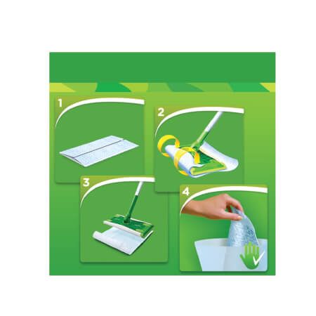 SWIFFER kit με έτοιμη σκούπα, 8 πανάκια και 3 υγρά πανάκια – Είδη για Σκούπισμα και Σφουγγάρισμα