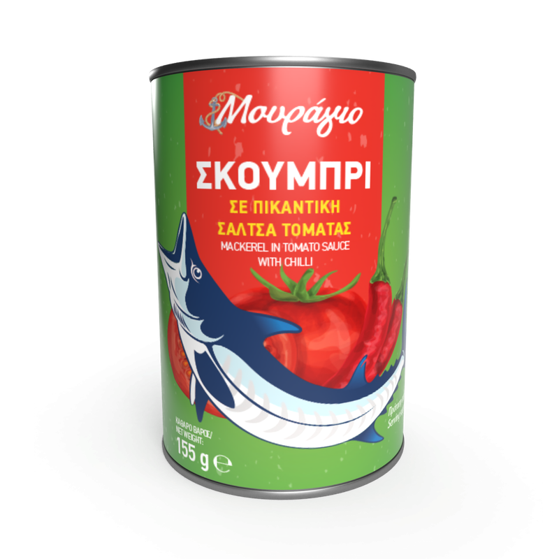 ΜΟΥΡΑΓΙΟ σκουμπρί σε πικάντικη σάλτσα τομάτας 155gr – Μουράγιο – Τρόφιμα Μακράς Συντήρησης