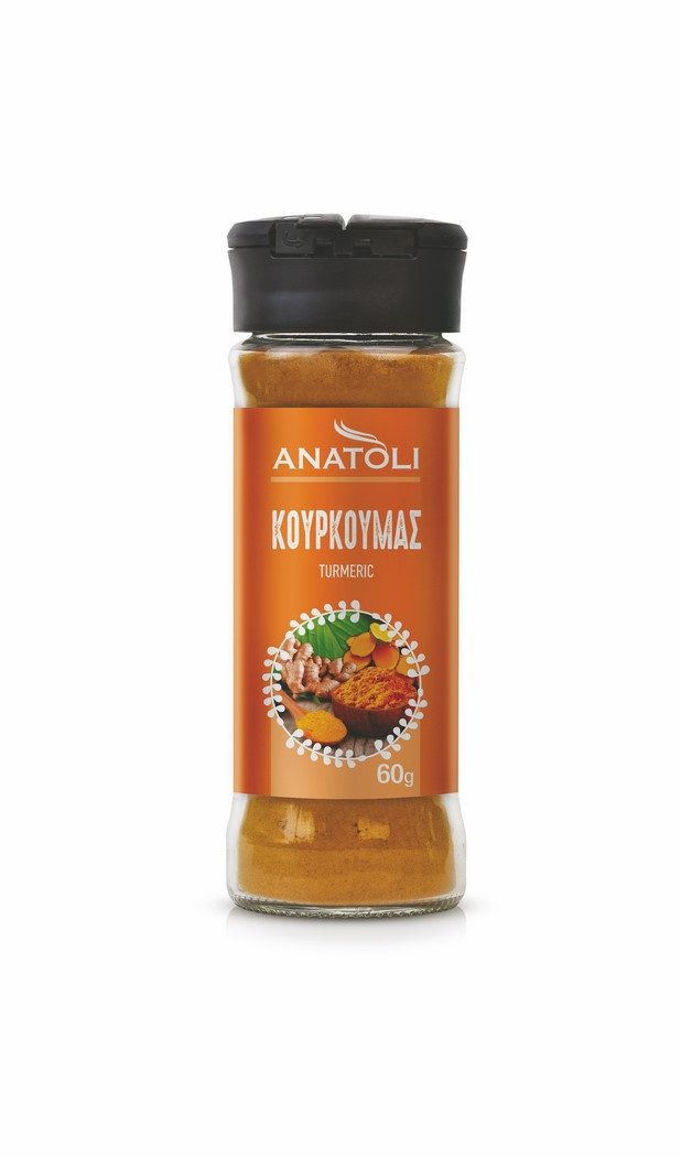 ANATOLI κουρκουμάς με δοσομετρητή γυάλινο βάζο 60gr – Ανατολή – Μπαχαρικά και Μυρωδικά