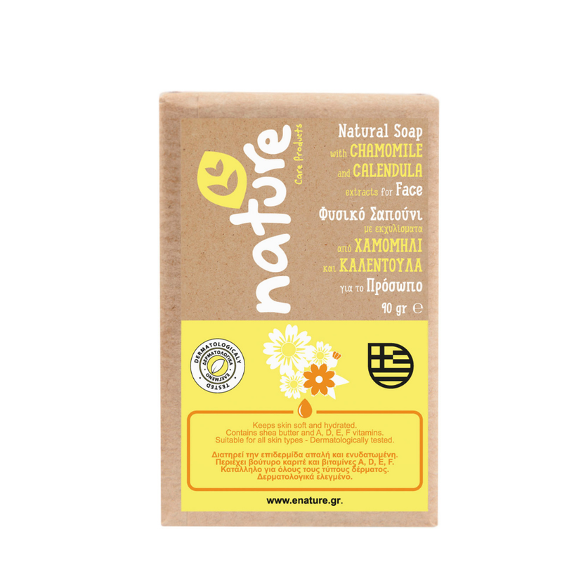 NATURE CARE PRODUCTS φυσικό σαπούνι προσώπου με εκχύλισμα χαμομηλιού και καλέντουλας 90gr – Προϊόντα Καθαρισμού Σώματος