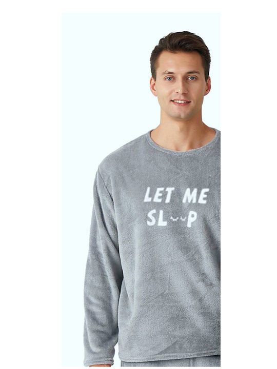TNS πυτζάμα ανδρική ανοιχτό γκρι M/L/XL 1σετ – Ανδρικές Πιτζάμες
