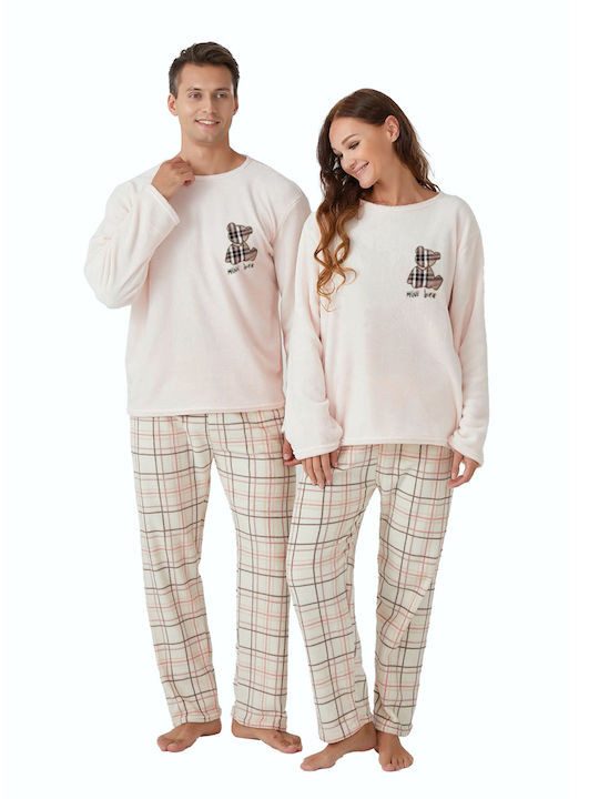 TNS πυτζάμα γυναικεία καρώ μπεζ M/L/XL 1σετ – Γυναικείες Πιτζάμες
