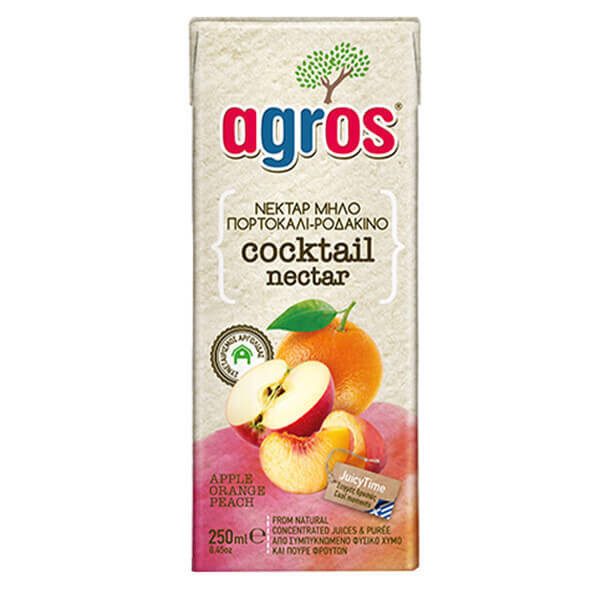 AGROS χυμός μήλο, πορτοκάλι και ροδάκινο 250ml – Χυμοί