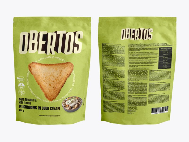 OBERTOS σνακ με γεύση μανιτάρια σε sour cream 100gr – Αλμυρά Snacks