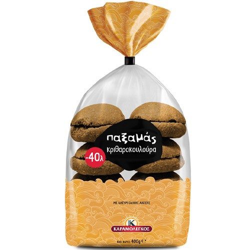 ΚΑΡΑΜΟΛΕΓΚΟΣ Παξαμάς κριθαροκούλουρα 400gr – Καραμολέγκος – Αρτοσκευάσματα