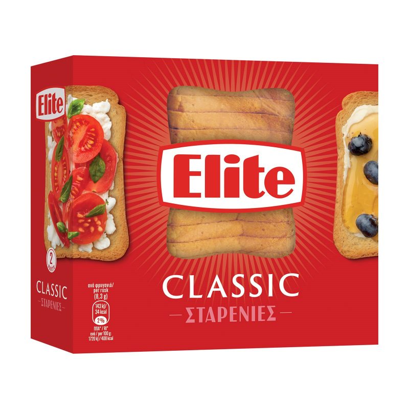 ELITE φρυγανιές σταρένιες κουτί 2x125gr – Αρτοσκευάσματα