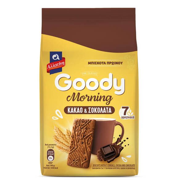 ΑΛΛΑΤΙΝΗ μπισκότα goody morning με κακάο και σοκολάτα 160gr – Αλλατίνη