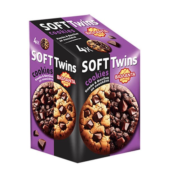 ΒΙΟΛΑΝΤΑ μπισκότα soft cookies twins κακάο και βανίλια με σοκολάτα 160gr – Βιολάντα