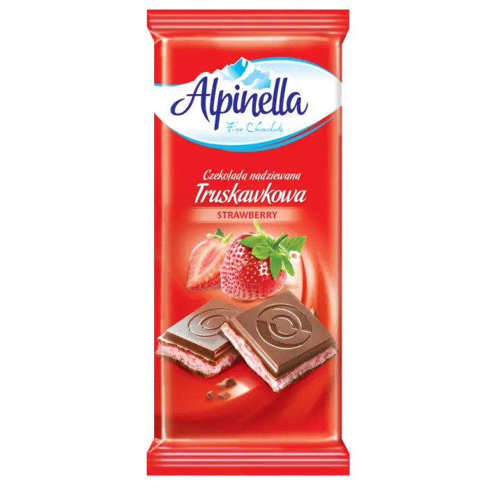 ALPINELLA σοκολάτα γάλακτος με γέμιση φράουλα 100gr – Σοκολάτες