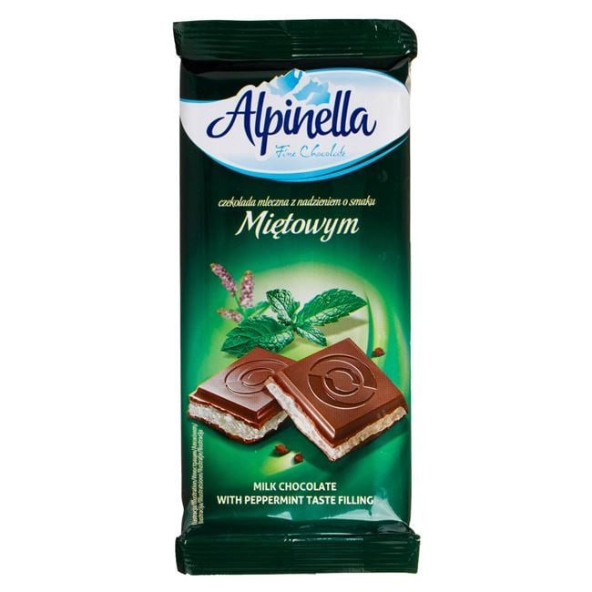ALPINELLA σοκολάτα γάλακτος με γέμιση κρέμα μέντα 100gr – Σοκολάτες