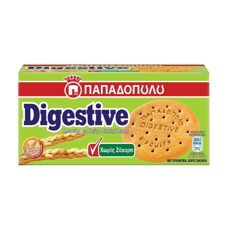 ΠΑΠΑΔΟΠΟΥΛΟΥ μπισκότα digestive χωρίς ζάχαρη 250gr – Παπαδοπούλου