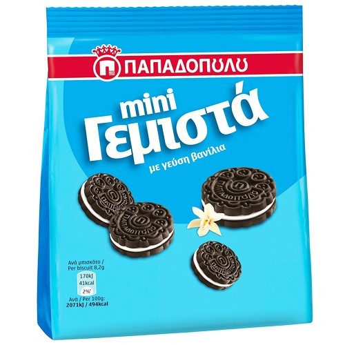 ΠΑΠΑΔΟΠΟΥΛΟΥ μπισκότα mini γεμιστά με βανίλια 90gr – Παπαδοπούλου