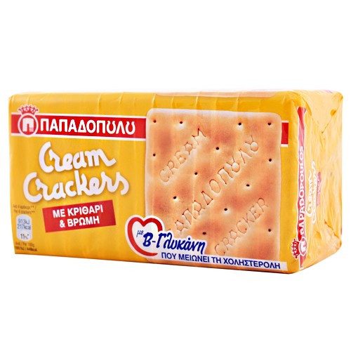 ΠΑΠΑΔΟΠΟΥΛΟΥ κράκερ cream crackers με κριθάρι και βρώμη 185gr – Παπαδοπούλου – Αλμυρά Snacks