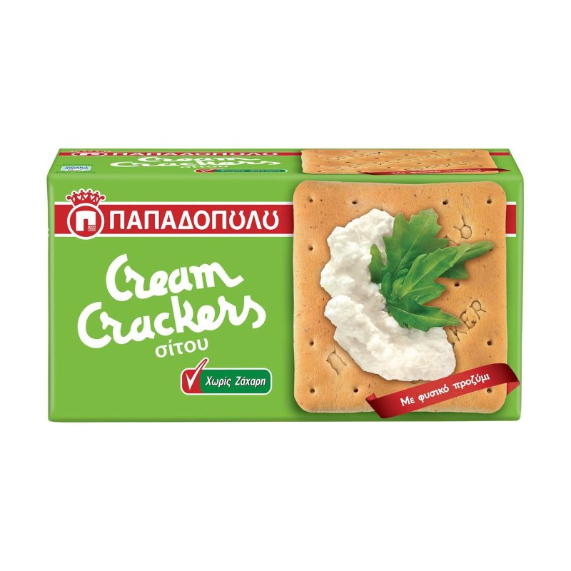 ΠΑΠΑΔΟΠΟΥΛΟΥ κράκερ cream crackers χωρίς ζάχαρη 165gr – Παπαδοπούλου – Αλμυρά Snacks