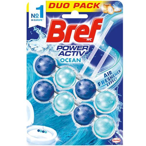 BREF μπλοκ WC Turquoise Active ocean 2x51ml – Καθαριστικά Μπάνιου
