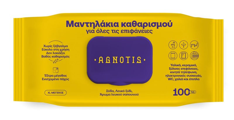AGNOTIS υγρά μαντηλάκια καθαρισμού για όλες τις επιφάνειες 100τεμ – Καθαριστικά Επιφανειών