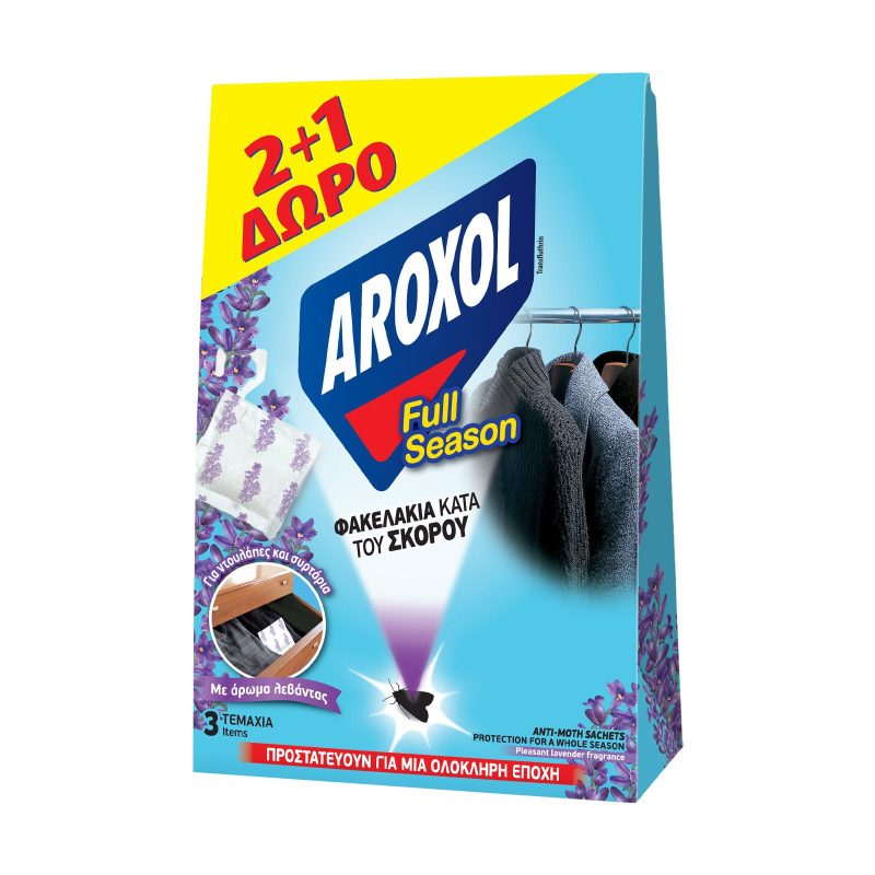 AROXOL σκοροκτόνο φακελάκι Full Season με άρωμα λεβάντας 3τεμ – Εντομοκτόνα και Εντομοαπωθητικά Χώρου