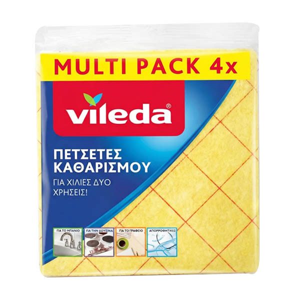 VILEDA πετσέτα καθαρισμού γενικής χρήσης 38x40cm 4τεμ – Πανάκια Καθαρισμού