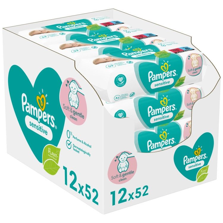 PAMPERS μωρομάντηλα Sensitive 12x52τεμ