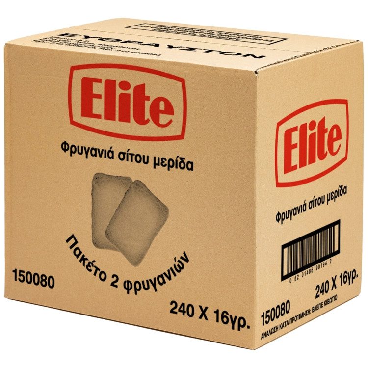 ELITE φρυγανιά σίτου με 2 φέτες σε ατομική συσκευασία 240x16gr – Αρτοσκευάσματα