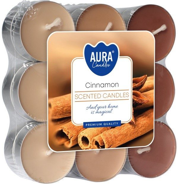 AURA κεριά ρεσώ 4 ωρών cinnamon 18τεμ