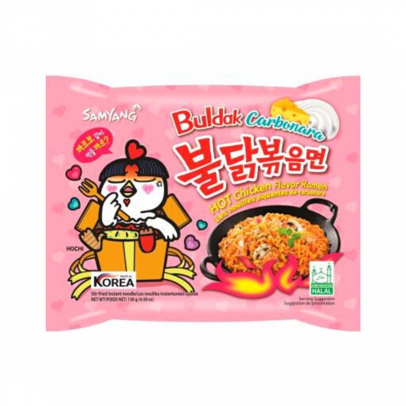 SAMYANG buldak ramen noodles με γεύση καυτερό κοτόπουλο και carbonara 130g – Τρόφιμα Μακράς Συντήρησης