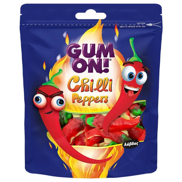 ΛΑΒΔΑΣ gum on chilli peppers 80gr – Λάβδας – Καραμέλες, Γλειφιτζούρια και Τσίχλες
