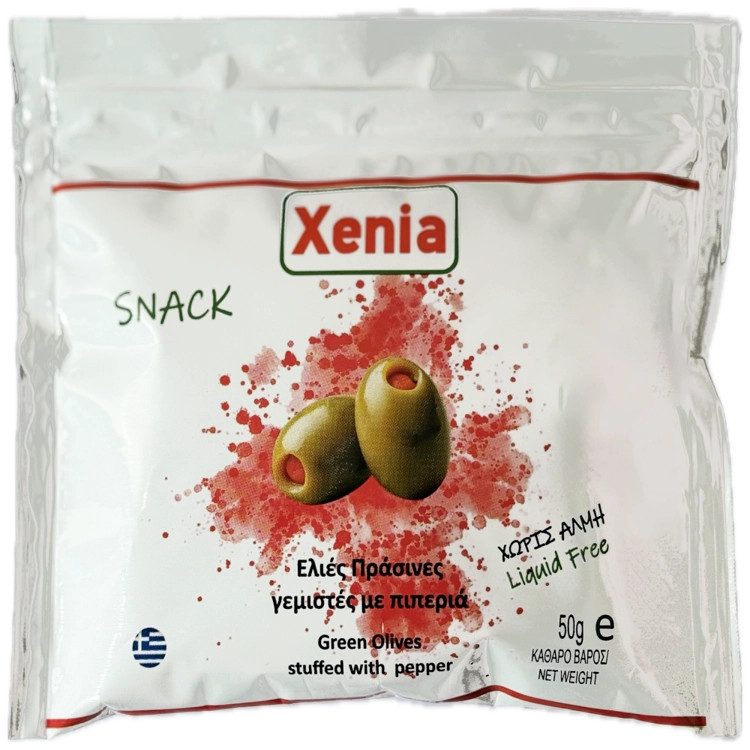XENIA ελιές πράσινες γεμιστές με πιπεριά 50gr