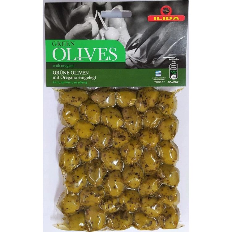 ΗΛΙΔΑ ελιές πράσινες με ρίγανη 250gr – Ήλιδα