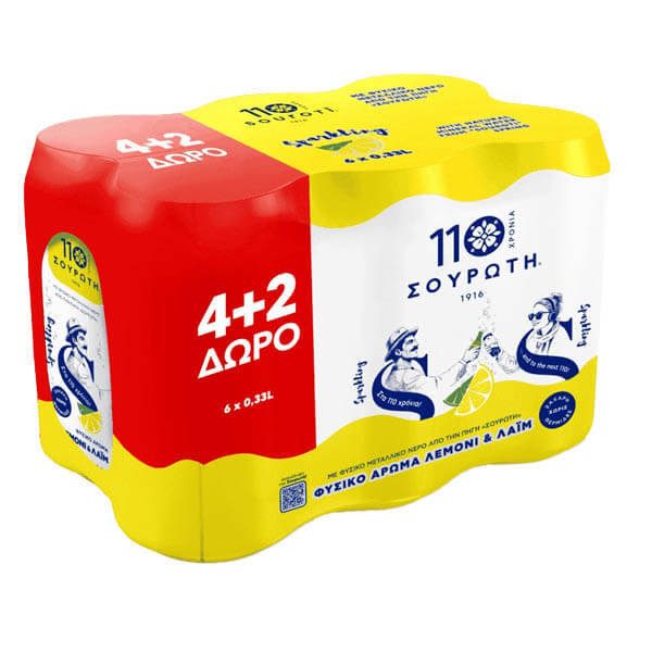ΣΟΥΡΩΤΗ αναψυκτικό σόδα με λεμόνι 6x330ml – Σουρωτή – Αναψυκτικά