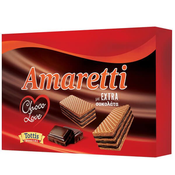 TOTTIS Amaretti γκοφρέτα choco love με έξτρα σοκολάτα 12x68gr – Σοκολάτες