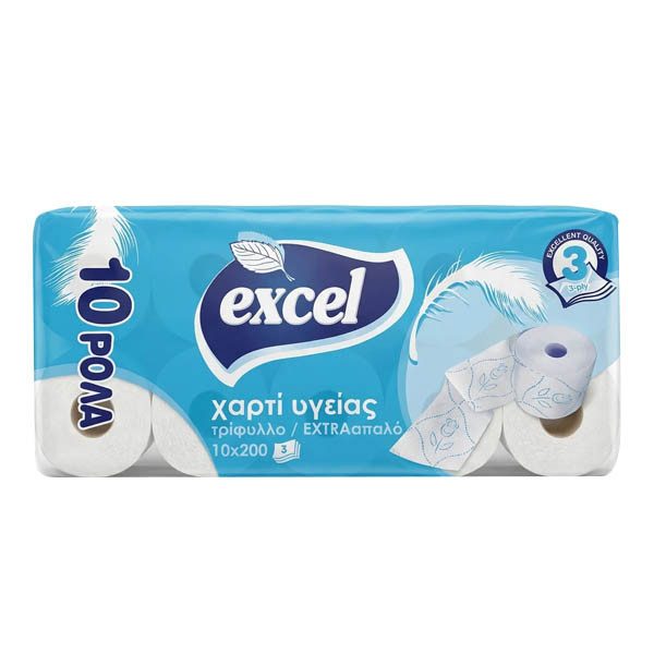 EXCEL χαρτί υγείας extra απαλό 3φυλλο 10τεμ 105gr – Χαρτιά Υγείας