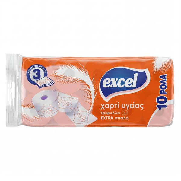 EXCEL χαρτί υγείας deco πορτοκάλι 3φυλλο 10τεμ 73gr – Χαρτιά Υγείας